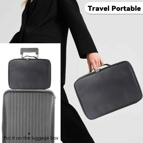 SLUMAZI Travel Makeup Bag Makeup Cosmetic Train Case Organizer Portable Storage Bag with Adjustable Dividers for Cosmetics Makeup Brushes Toiletry Jewelry Black Medium