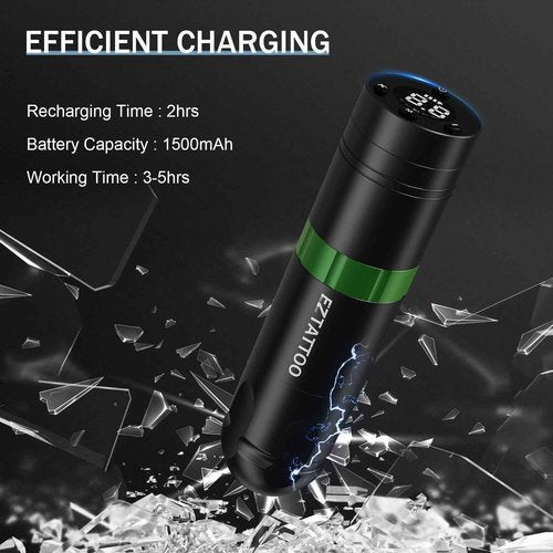EZ Wireless Tattoo Machine - Tattoo Pen Machine with 1500mAh Battery Power Supply Rotary Tattoo Gun for Tattoo Beginners and Artists (Caster S Green)