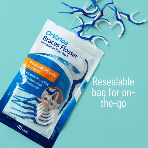 OrVance Braces Flosser - Designed for Braces for an Easy & Effective Clean, Ultra Strong Floss - 40 Count (Pack of 4)