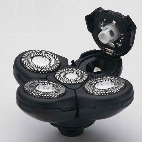 Men Electric Shavers Replacement Heads 5 in 1 Razor Replaceable Alternate Floating Washable Blade Trimmers Head (Black-2pcs)
