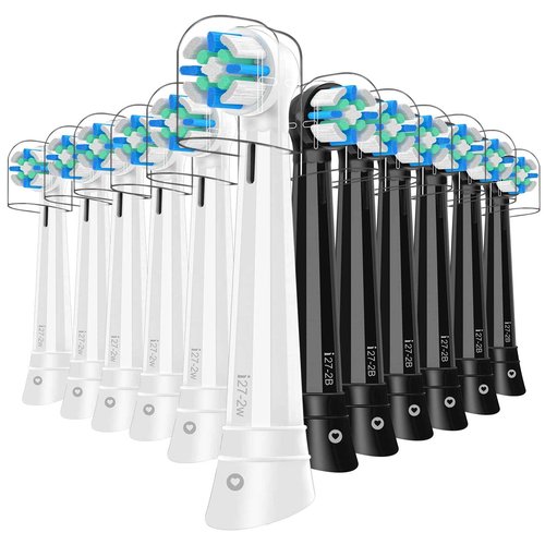 12 Pack Replacement Heads with Medium Soft Bristles Compatible with Oral b IO 2/3/4/5/6/7/8/9/10 Series Electric Toothbrush, IO Brush Heads Compatible with Oral b (Black/White)