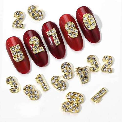 MOLILON 10Pcs Gold Number Nail Charms for Nail Art (0-9), 3D Gold Numbers for Nails, Metal Number Nail Art Studs for Acrylic Nails, Nail Rhinestones and Gems for Women DIY Manicure Decorations