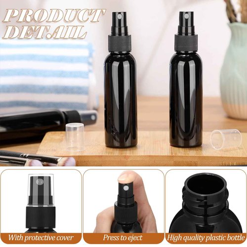 Tanlade 100 Pcs 2oz Small Spray Bottles Refillable Mini Spritzer Clear Empty Plastic Spritz Bottle Refillable Reusable Travel Size Mist Sprayer for Travel Cleaning Perfume Liquid(Black)