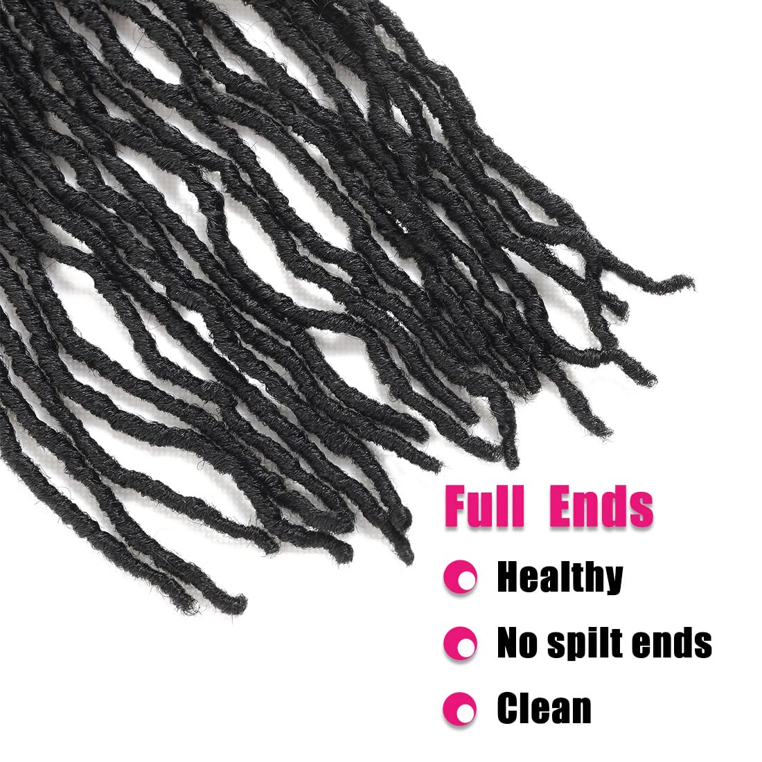 18 Inch Faux Locs Crochet Hair 6 Packs Soft Locs Pre Looped Crochet Hair Natrual Black Color Synthetic Hair Extension for Women(18Inch, 1B)