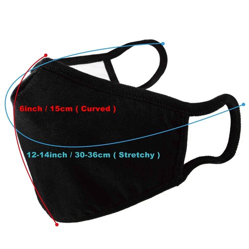 WITHMOONS 3PCS Cotton Face Mouth Mask Cool Mesh Cloth 3 Layers Facial Reusable Washable Nose Bridge Wire Black for Women Men