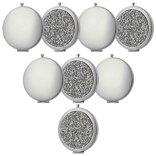 Varku 8PCS Magnifying Compact Mirrors, Pocket Travel Mirror with Magnification for Purse, Bridesmaid Mirrors Wedding Cosmetic Mirror, Mini Folding Mirror Handheld Makeup Mirror