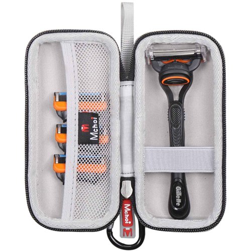 Mchoi Hard Carrying Case Fits for Gillette Fusion5 Men’s Razor & Proglide Shield Men's Razor, Shockproof Waterproof Black Travel Razor Protective Case, Case Only, Grey
