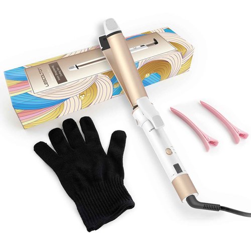 CONCARE Curling Iron, 2 in 1-Straightening & Curler, 1 Inch Dual Voltage Travel Hair Straightener with Negative Ions, Fast Heating (Gold)