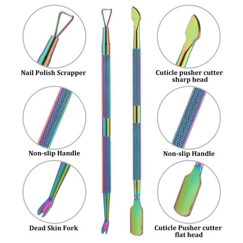 IBWell Cuticle Nipper Cuticle Trimmer Tool Set with Pusher and Remover,IBWell Professional Stainless Sturdy Pedicure Manicure Tools Cutter Nipper Scissor Clipper (Colorful)