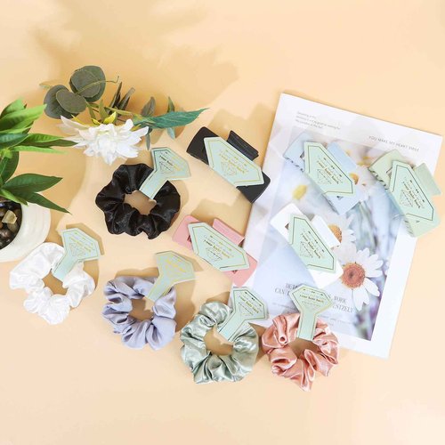 Featch Bridesmaid Proposal Gifts 12pcs Hair Claw Clips & 12pcs Satin Hair Ties Scrunchies Bachelorette Party Bridal Shower Present Good ideas Gift for Wedding Party Favors White&Sage Green