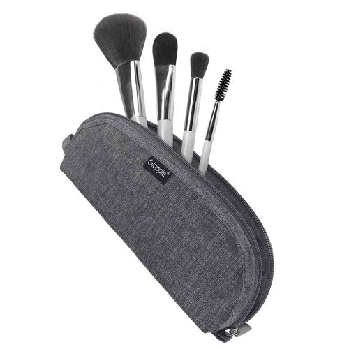 Gloppie Portable Makeup Brush Bag - Compact and Durable Small Cosmetic Case for Daily and Travel Use, Grey