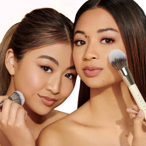 HALEYS 3pc Makeup Tools Set: Kabuki Brush, Powder Brush, Re-mix Sponge, Soft, Streak-free, Perfect Blending, Buff, Blurs, Smooths, For liquid, cream, powder, skincare, Cruelty-free, Sustainable Wood