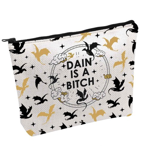 FW Merch Bag FW Inspired Gift Romantasy Fantasy Bookish Gift Dragon Rider Makeup Bag Dain Is A B*tch Cosmetic Bag (DAIN)