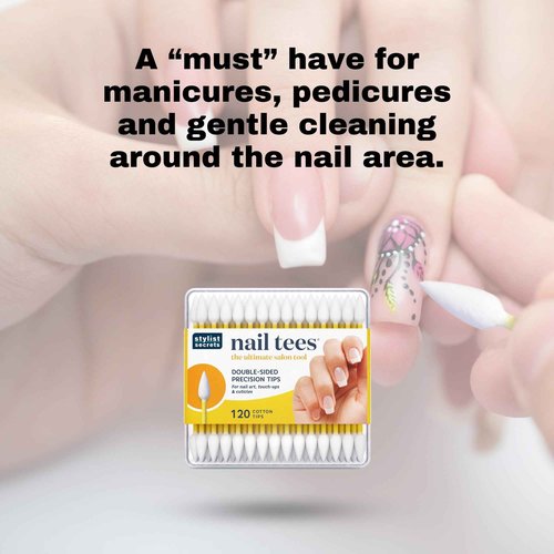 Fran Wilson NAIL TEES COTTON TIPS 120 Count (6 PACK) - The Ultimate Nail Tool, Multi-Purpose Double-sided Swabs with Pointed Ends for Precise Touch-ups and the Perfect At-Home Manicure & Pedicure