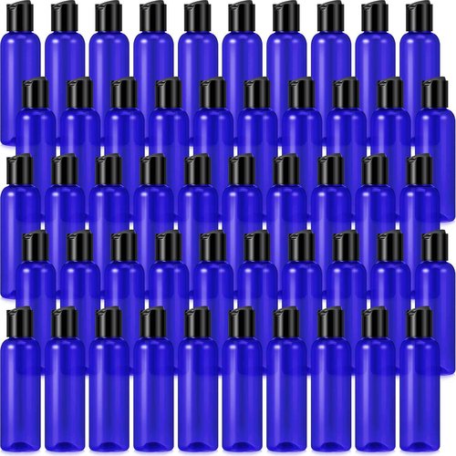 Mimorou 50 Pcs 4oz Empty Plastic Travel Bottles with Disc Top Flip Cap Small Travel Size Bottles Blue Refillable Empty Containers for Shampoo Lotion Liquid Body Soap Cream Toiletries