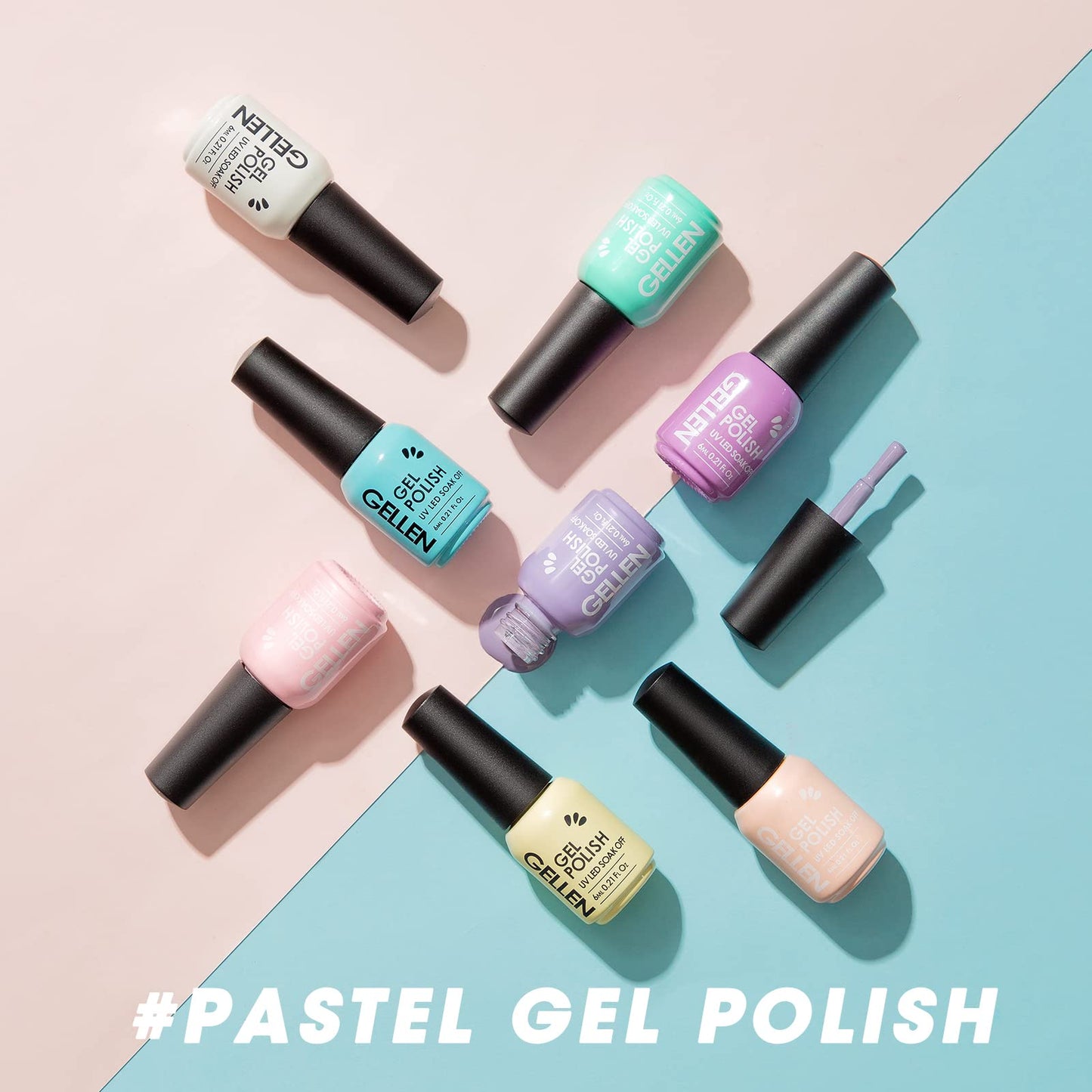 Gellen Gel Nail Polish, 16 Colors Gel Nail Polish Set, Soak off Uv Gel Polish Set, Pastel Colors U V Gel Polish Nails Kit with Gel Top Coat and Gel Base Coat, For Gift