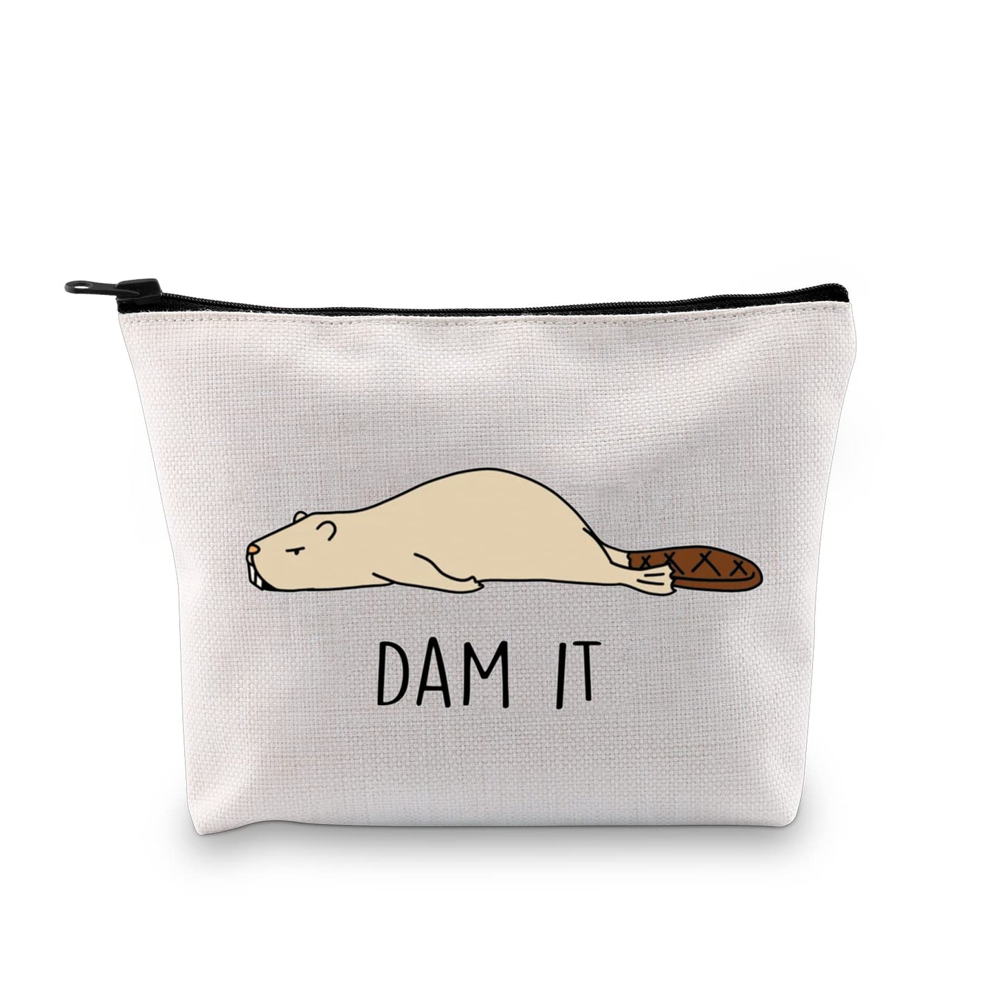 JXGZSO Funny Beaver Cosmetic Bag Beaver Lover Gift Rodent Beaver Dam It Makeup Pouch Bag