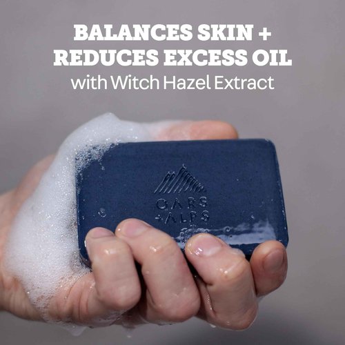 Oars + Alps Blue Charcoal Exfoliating Men's Bar Soap, Made with Clean Ingredients, Travel Size, 3 Pack, 6 Oz Each