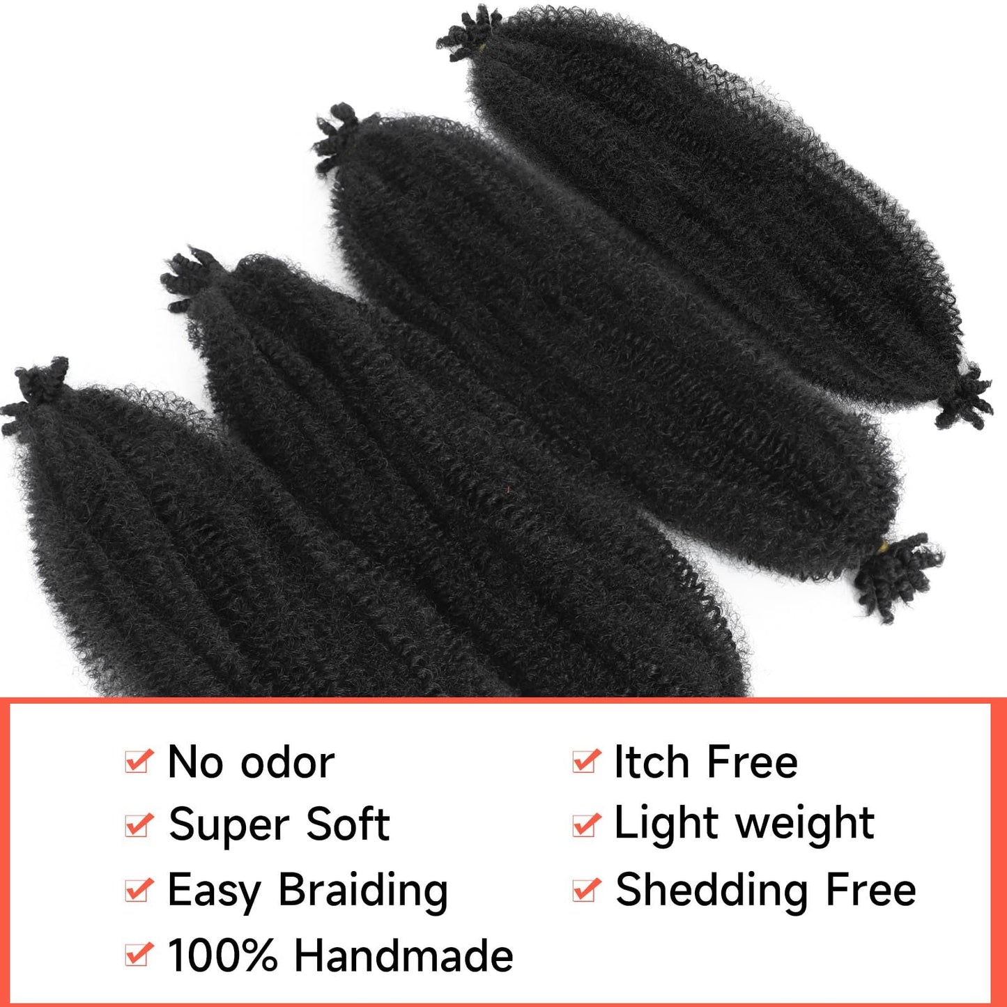 Marley Twist Hair, 10 Inch 7 Packs Springy Afro Kinky Braiding Hair For Crochet Braids,Black Pre-Fluffed Spring Twist Hair, Twisted Up Marley Hair For Women Crochet Twists(10inch,7packs,1B#)