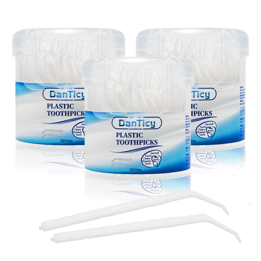 Interdental Toothpicks, Disposable Plastic Curved Hook Toothpicks, Ultra Teeth Cleaning Tool for Daily Care of Removes Plaque and Debris Between Your Teeth 600PCS (Pack of 3)