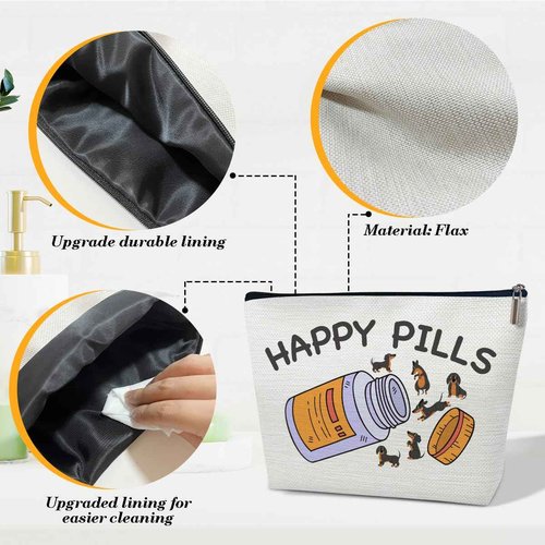 Funny Dachshund Makeup Bag, Dachshund Gifts for Dog Lovers, Dachshund Gifts for Women, Cute Dachshund Puppy Travel Toiletry Bag, Birthday Graduation Gifts for Sister Daughter Friends Bestie Teen Girls