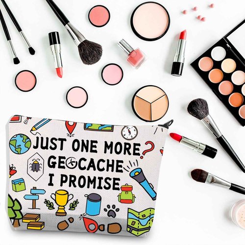 BDPWSS Funny Geocaching Gift For Geocacher Gift Just one more geocache I promise Makeup Bag Outdoor Lover Travel Pouch (more geocache)