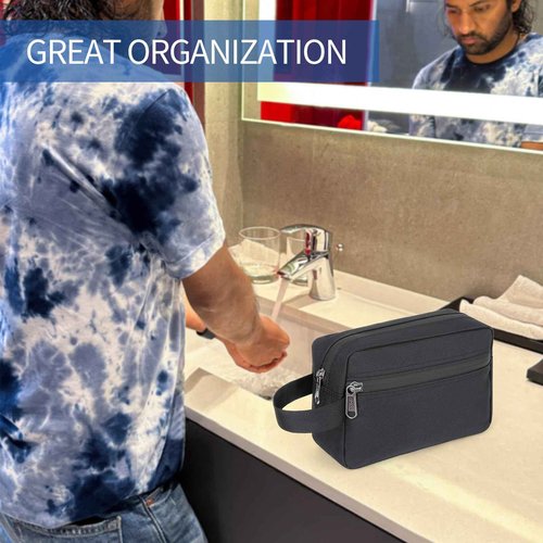 XQXA Toiletry Bag for Men, Hanging Dopp Kit Water Resistant Travel makeup Bag for women, Mens Travel Bag Shaving Bag for Toiletries Accessories (Black)
