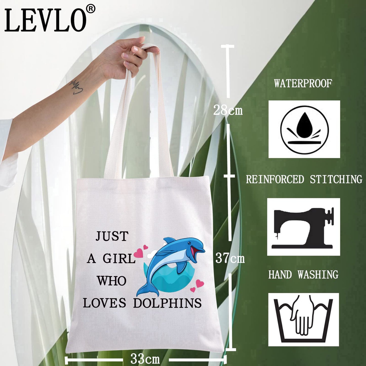 LEVLO Funny Dolphin Cosmetic Bag Animal Lover Gift Just A Girl Who Loves Dolphins Makeup Zipper Pouch Bag Dolphin Lover Gift (Loves Dolphins T)