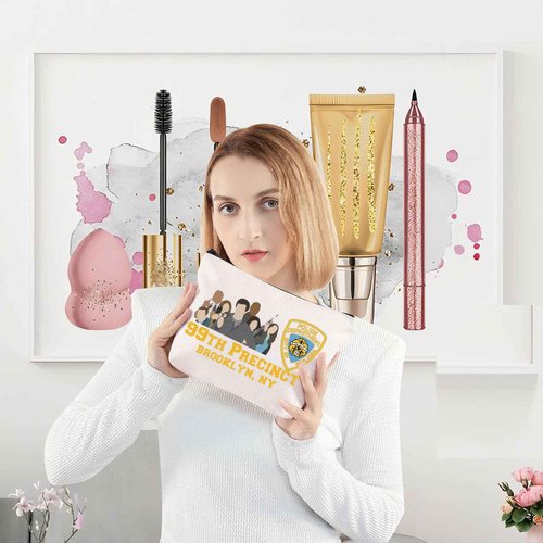 LEVLO Brooklyn 99 TV Show Cosmetic Makeup Bag - 99TH Precinct NY Fans Gift - Zipper Pouch Merchandise