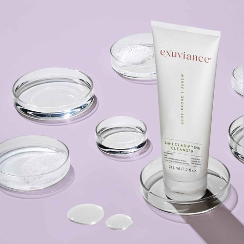 EXUVIANCE 3-in-1 Clarifying Anti-Aging Cleanser for Acne-Prone Skin with Salicylic Acid, Soap-Free Makeup Remover and Oil Control Face Wash, Exfoliates, Soothes & Improves Skin Texture, 7.2 fl. oz