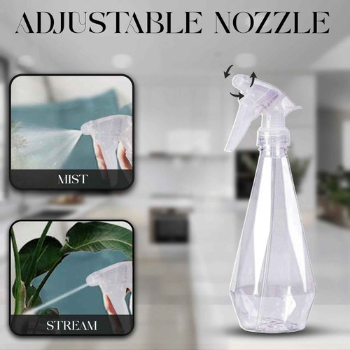 FZE Pack of 2 500ml Spray Bottles with Excellent Nozzle and Powerful Mist Spray for Gardening, Kitchen Cleaning in Crystal Mode[ Crystal Flow]