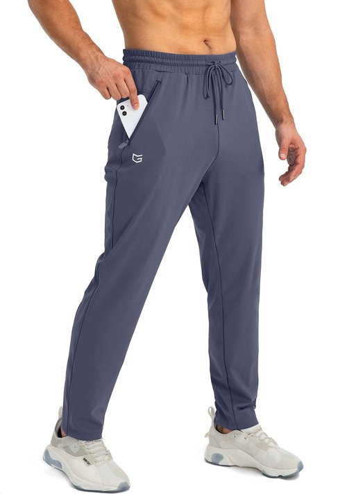G Gradual Men's Sweatpants with Zipper Pockets Tapered Joggers for Men Athletic Pants for Workout, Jogging, Running (Dusty Blue, Large)