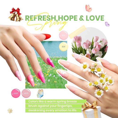 beetles Gel Polish Vivid Seasons, Winter Gel Nail Polish Set, 36 Colors Yellow Burgundy Purple Pink Jelly Shades, 45pcs with Base & Top Coat, UV LED Soak Off DIY Salon Set, Gift for Women & Girls