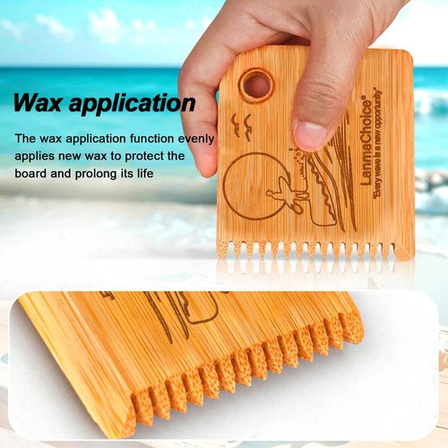 Lanmachoice Surf Wax Comb - Bamboo Surfboard Wax Scraper and Surfboard Wax Remover, Scraper Tool, Wax Comb for Surfboard, Can be Used for Sex Wax,Unique Design with Surfing Pattern