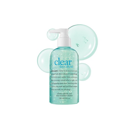 philosophy clear days ahead oil-free acne treatment facial cleanser - face wash with salicylic acid - effectively reduces breakouts - 8 fl oz