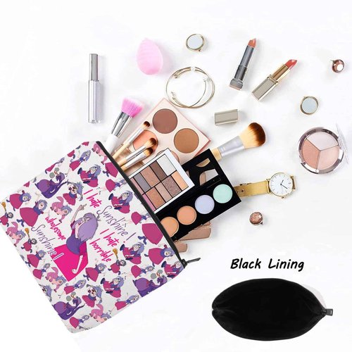 LEVLO Madam Mim Cosmetic Bag Sword Stone Movie Fans Gift I Hate Sunshine I Hate Horrible Whole Some Sunshine Makeup Zipper Pouch Bag For Women Girls (I Hate Sunshine Full)