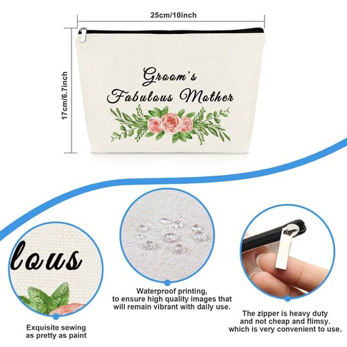 Mother of the Groom Gift Makeup Bag Bridal Shower Gifts Cosmetic Bag Wedding Engagement Gifts for Mom Mother of the Groom Appreciation Gift from Bride Makeup Pouch Travel Toiletry Bags