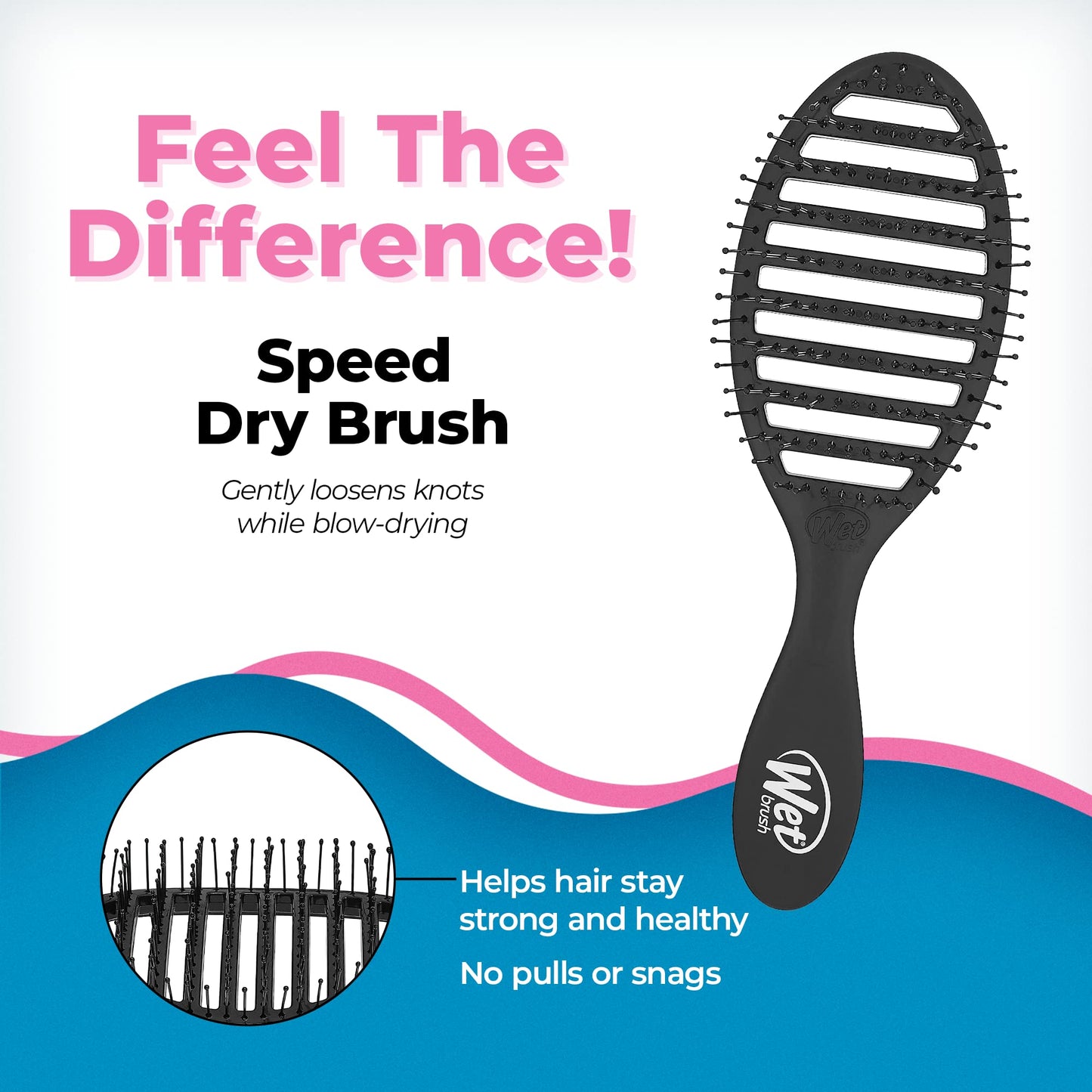 Wet Brush Speed Dry Hair Brush, Black - Vented Design & Ultra Soft HeatFlex Bristles Are Blow Dry Safe With Ergonomic Handle Manages Tangle and Uncontrollable Hair - Pain-Free Hair (Pack of 2)