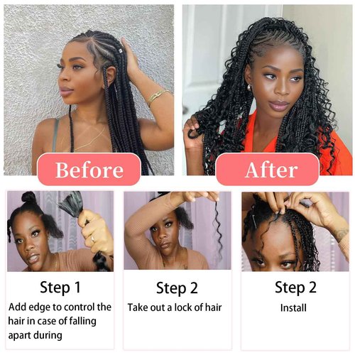 Human Braiding Hair for Boho Braids 100g 2 Bundles/Pack 16 Inch Curly Boho Hair for Braiding Knotless 12A Deep Wave Bulk Bohemian Natural Black