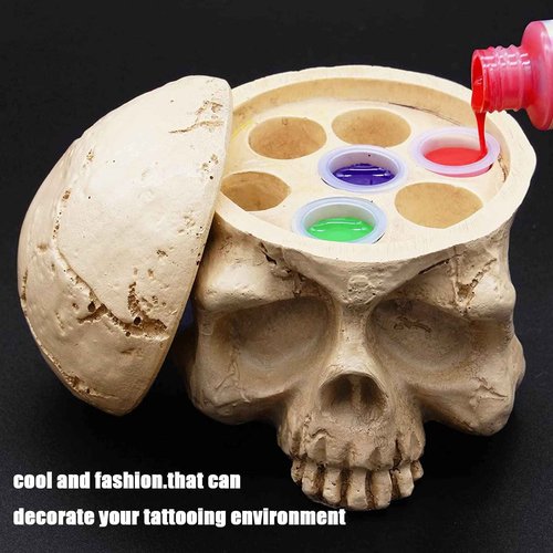 Tattoo Ink Cups Holder, SOTICA Ink Caps Holder Stand Lots Design Hard Skull Resin Tattoo Ink Caps Cups Holder Stand for Permanent Makeup Tattooing Tool