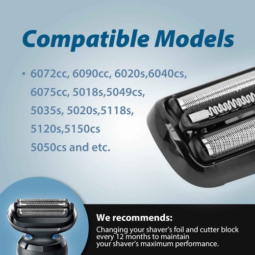 Series 5/6 53B Replacement Head Shaver Head Compatible with Series 5 Shaving Razor Head, Suitable for S5 5020cs 5018s 5035s 5049cs 5050cs 6020s 6040cs 6075cc 6072cc 6090cc.