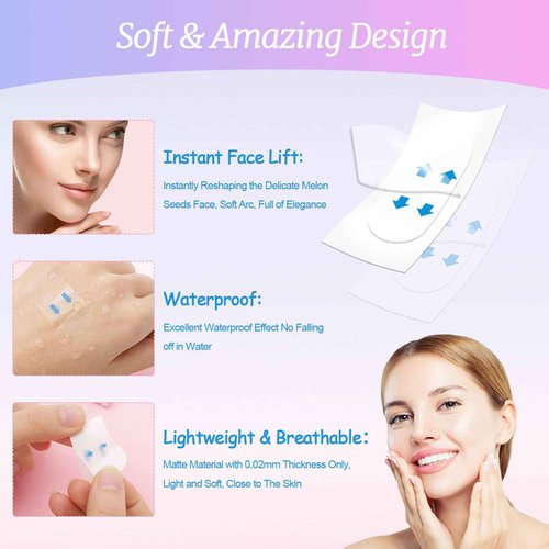 Face Tape Lifting Invisible, Face Lift Tape 152Pcs, Neck Facelift Strips Invisible Use Before Makeup, Instant V-shaped Lifter Face-lift Sticker for Lifting Sagging Skin Wrinkle Double Chin Jowls Eyes