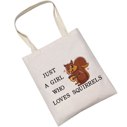 LEVLO Funny Squirrel Cosmetic Bag Animal Lover Gift Just A Girl Who Loves Squirrels Makeup Zipper Pouch Bag Squirrel Lover Gift (Loves Squirrels Tote)