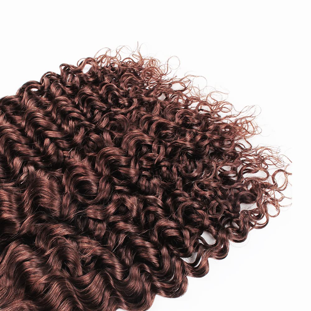 Dark Brown Kinky Curly Bundles Human Hair Color #4 Human Hair Bundles 8A Peruvian Virgin Hair 3 Bundles 20 22 24 Inch Brown Curly Bundles Hair Extensions for Women 300g