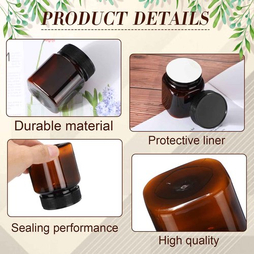 Tanlade 40 Pcs 4 oz Plastic Jars with Lids Round Cosmetic Containers Refillable Containers for Powder Liquid Food Storage Kitchen Cosmetic Lotion Ointments Creams Essential Oil (Amber)