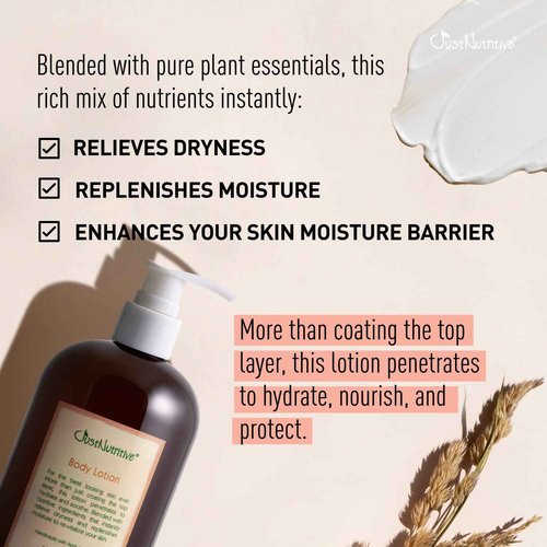 Just Nutritive Body Lotion - Best Lotion for Your Body With Skin Loving Goodness - Tucuma butter and Black Currant Seed oil nourish and replenish your skin - 16 Oz