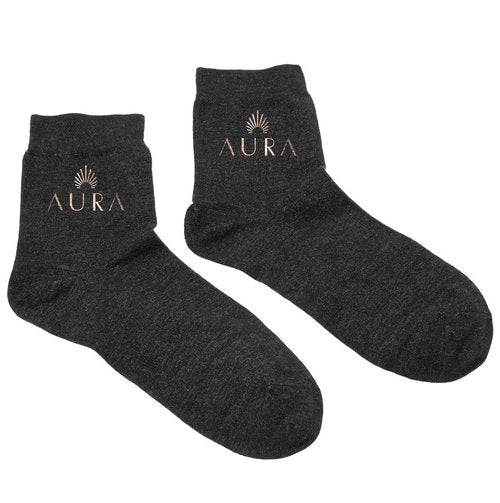 Aura™ Luxury Grounding Socks for Feet - 25% Pure Silver Grounding Socks for Women & Men - Black, Size Medium