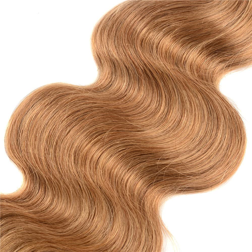 Ombre Bundles 1b/27 Body Wave Human Hair Bundles Two Tone Black And Blonde Human Hair 1 Bundle 14 Inch Brazilian Virgin Soft And Shiny Remy Hair Extensions For Black Women 100g/Pc