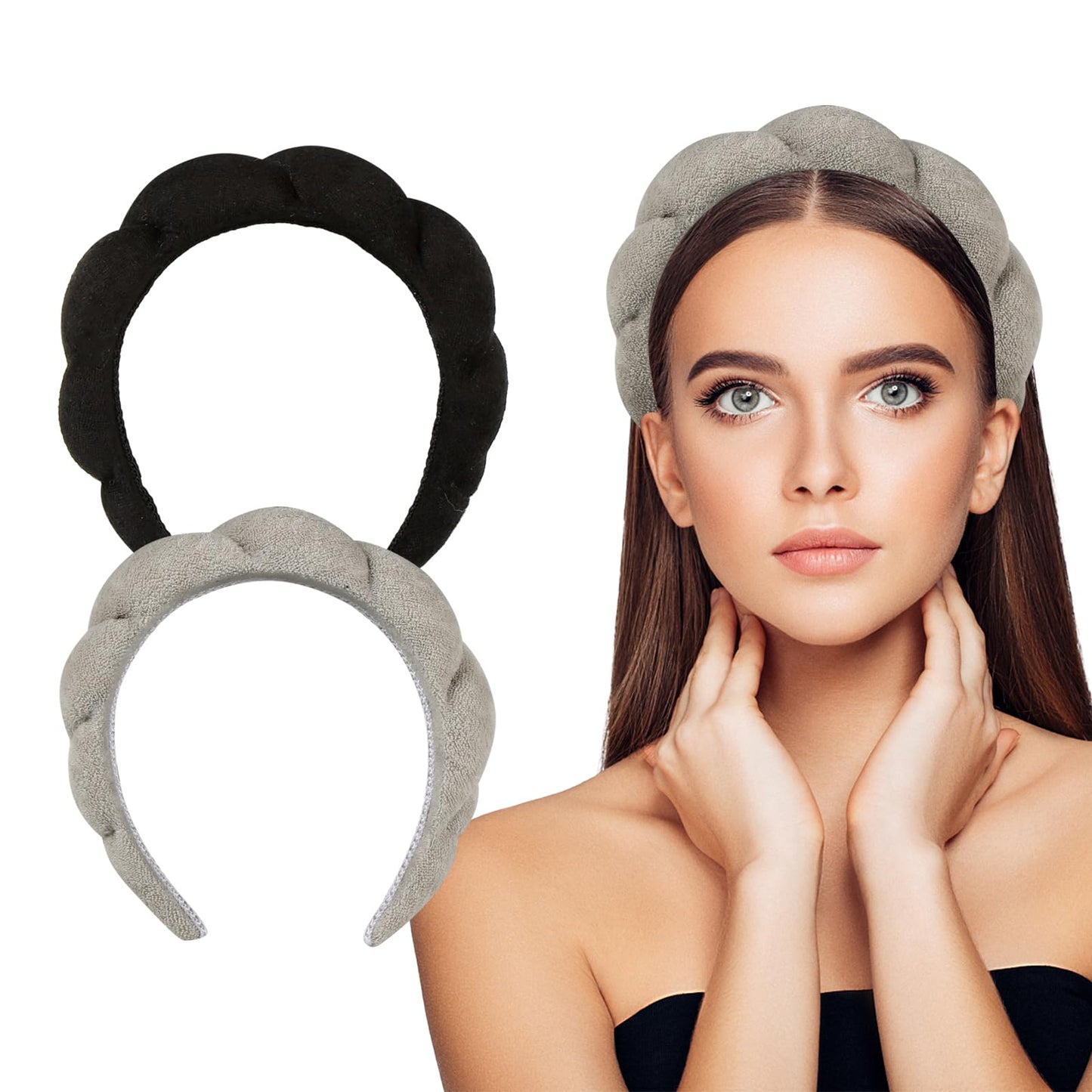 ETVOL Skincare Headband for Washing Face,Sponge Terry Cloth Spa Headband for Makeup Remove Shower Hair Accessories with Claws set Headbands for Women Girl