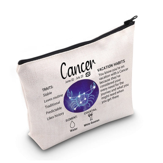 LEVLO 12 Constellation Travel Toiletry Bags 12 Zodiac Cosmetic Makeup Bag Christmas Mother's Day Birthday Gifts(Cancer)